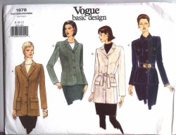 1878 VOGUE LINED COLLAR JACKET LENGTHS, BELT, EPAULET PATTERN 8-10